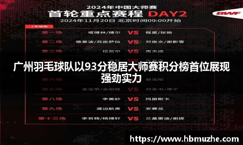 广州羽毛球队以93分稳居大师赛积分榜首位展现强劲实力
